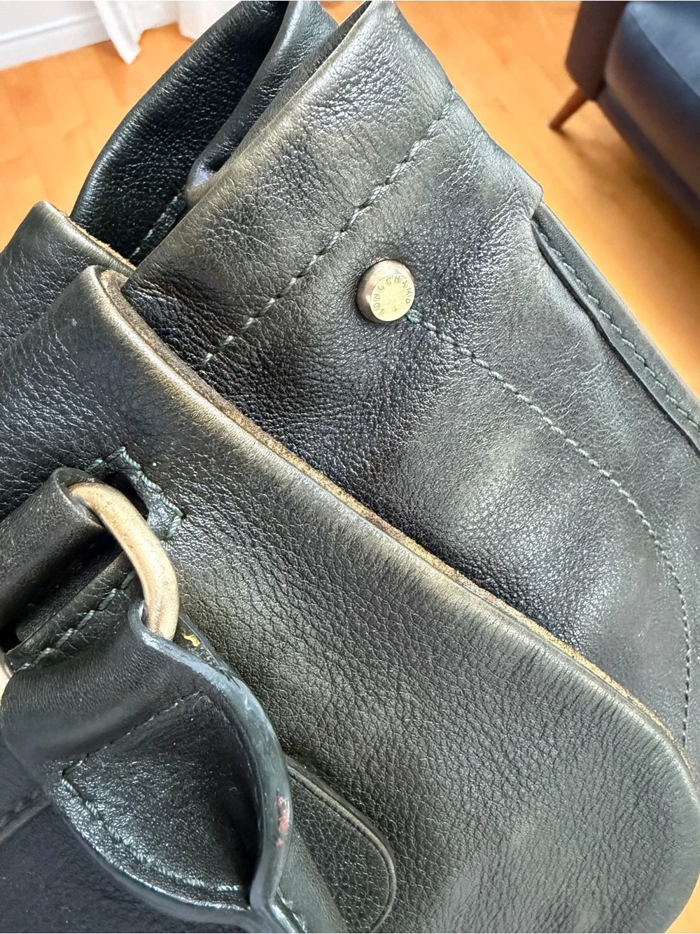 LONGCHAMP DARK GREEN BALZANE LEATHER BAG - Picture 15 of 15
